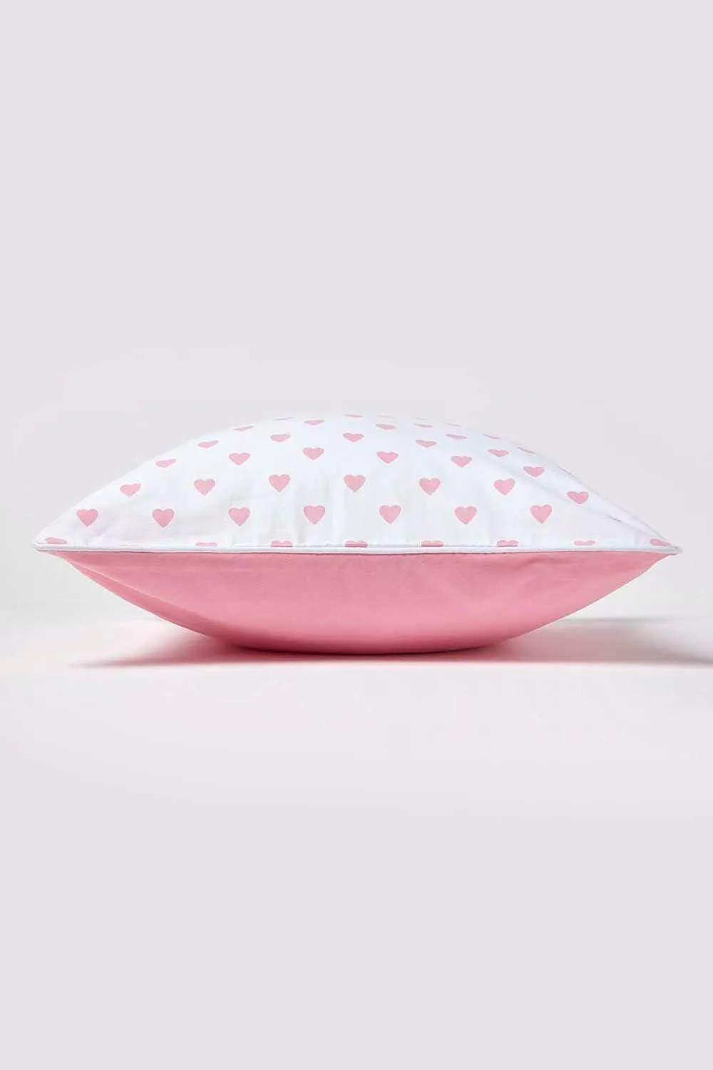Homescapes Cotton Hearts Cushion Cover in Pink 3