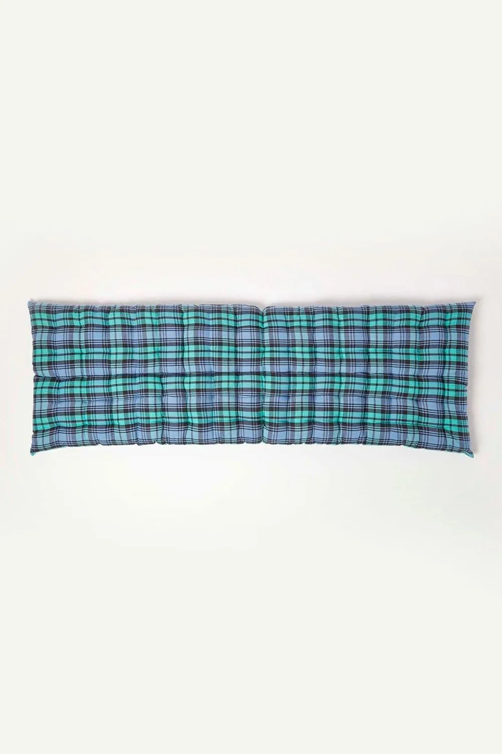 Homescapes Garden Bench Cushion Luxury 3 Seat Cotton Green Tartan Indoor Outdoor Pad 2
