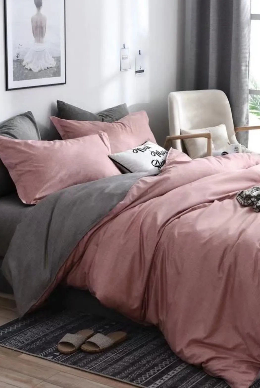Ezysleep Reversible Pink Printed Duvet Set