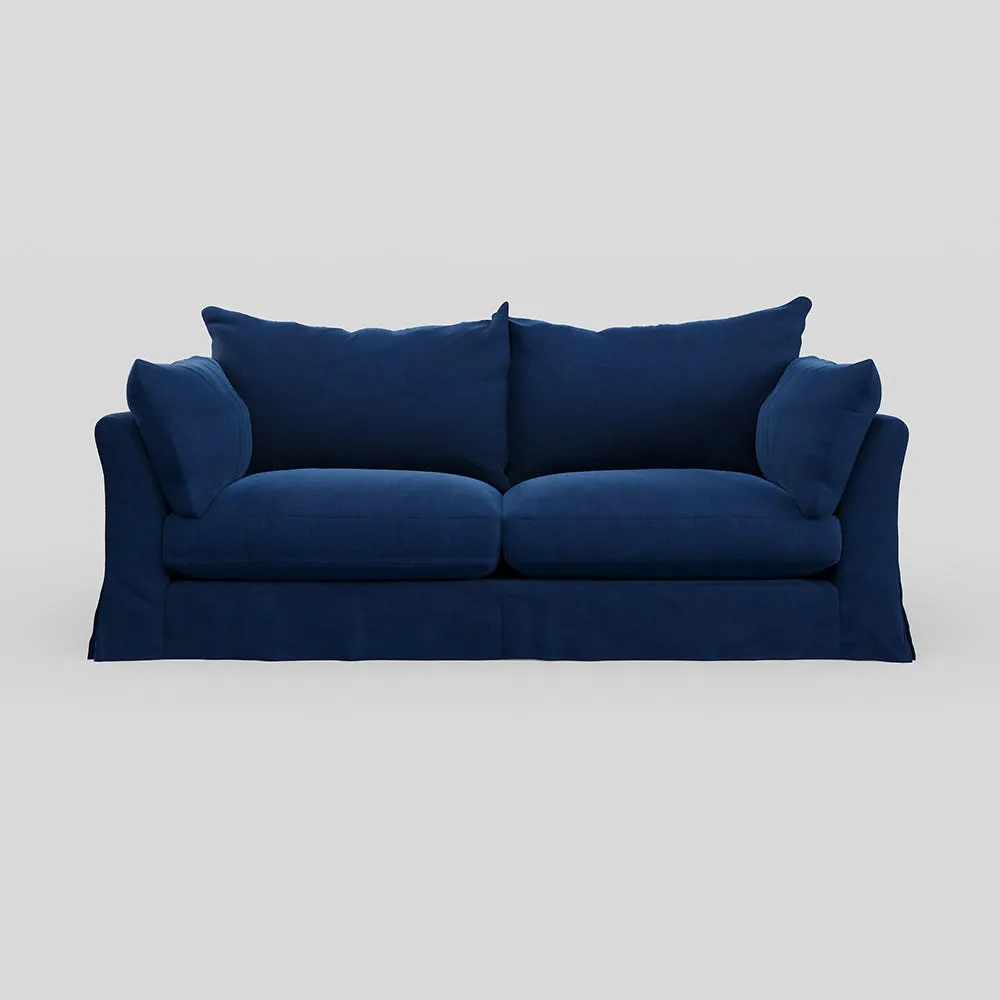 Heal's Tailor Loose Cover 4 Str Sofa Velvet Midnight Natural Beech Feet 1