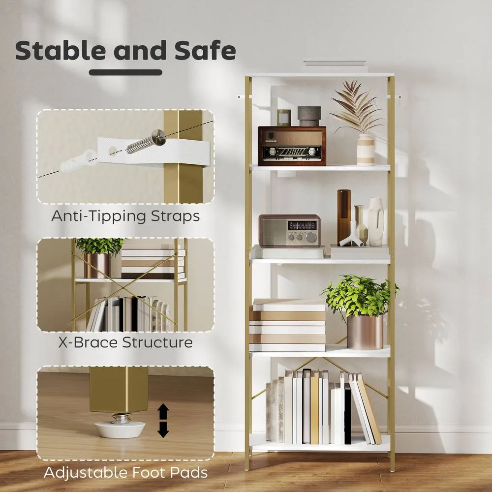 HOMCOM Modern Bookshelf, Freestanding Bookcase in White 5