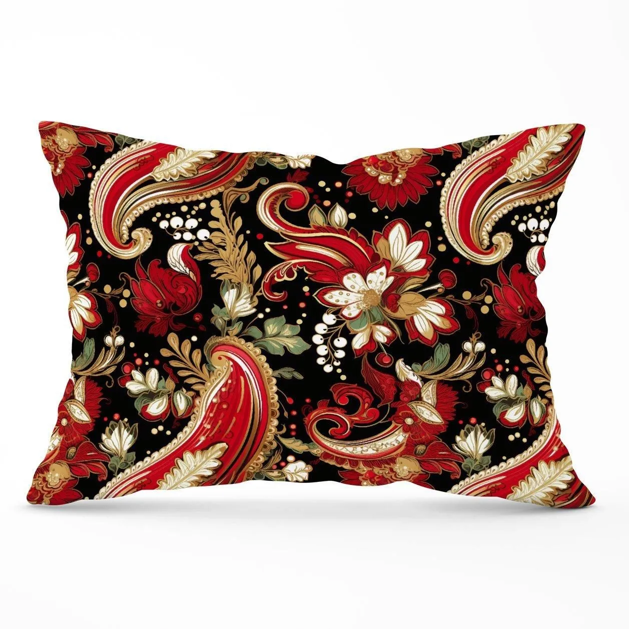 Warren Reed - Designer Paisley Christmas Stars Red Cushions