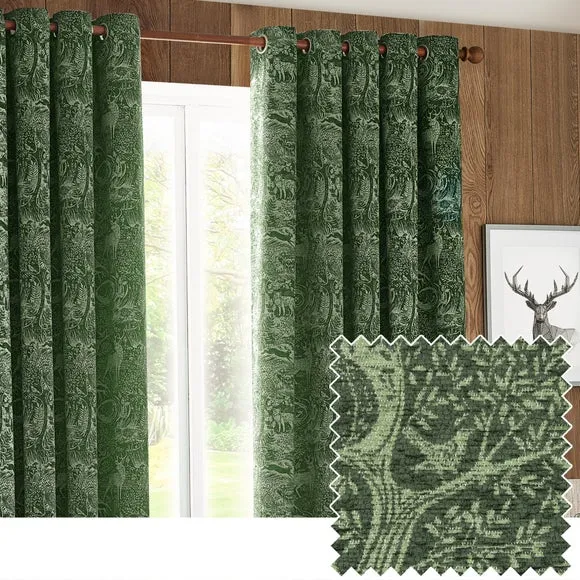 Winter Woods Emerald Eyelet Curtains 4
