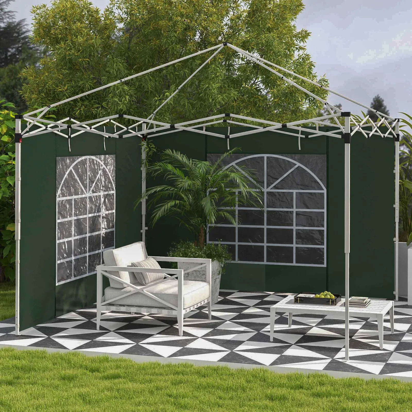 OUTSUNNY 3x3(m) or 3x6m Pop Up Gazebo Side Panels Replacement, 2 Pack in Green