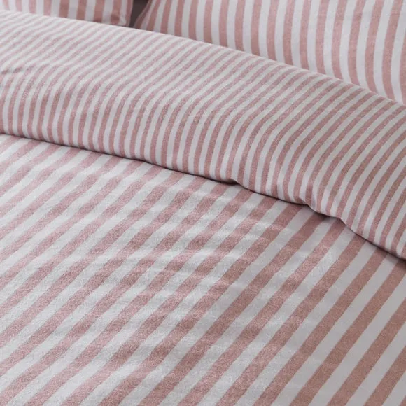 Catherine Lansfield Stripe 100% Brushed Cotton Reversible Duvet Cover & Pillowcase Set 4