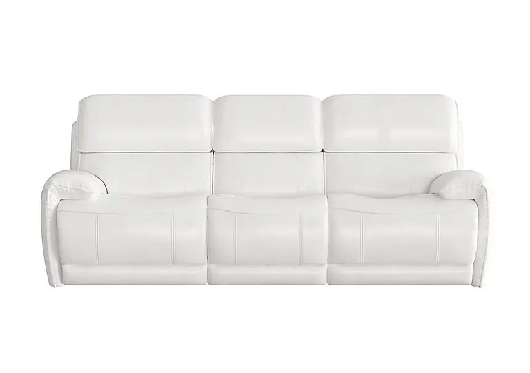 Link 3 Seater Leather Power Recliner Sofa with Power Headrests - BV Star White