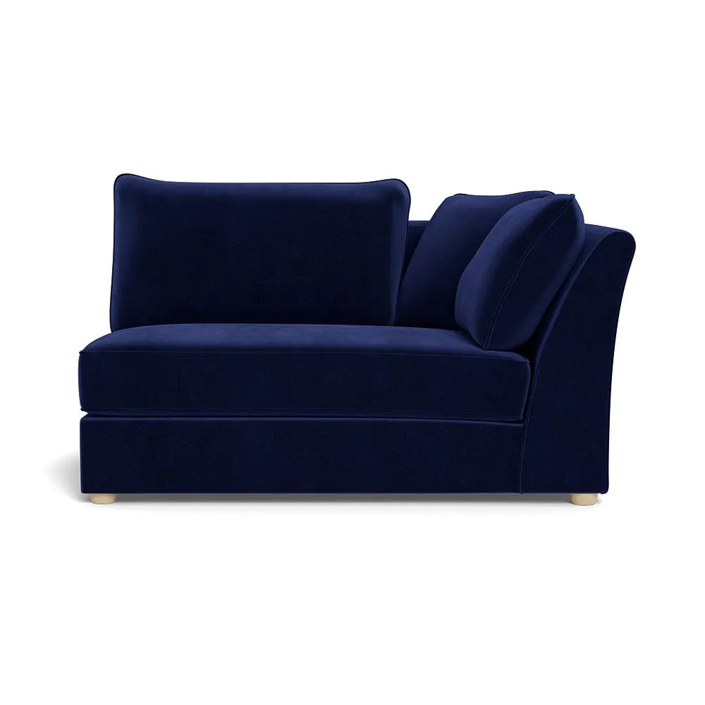 Heal's Tailor Large Curved Right Hand Facing Corner Unit Smart Luxe Velvet Midnight Natural Feet
