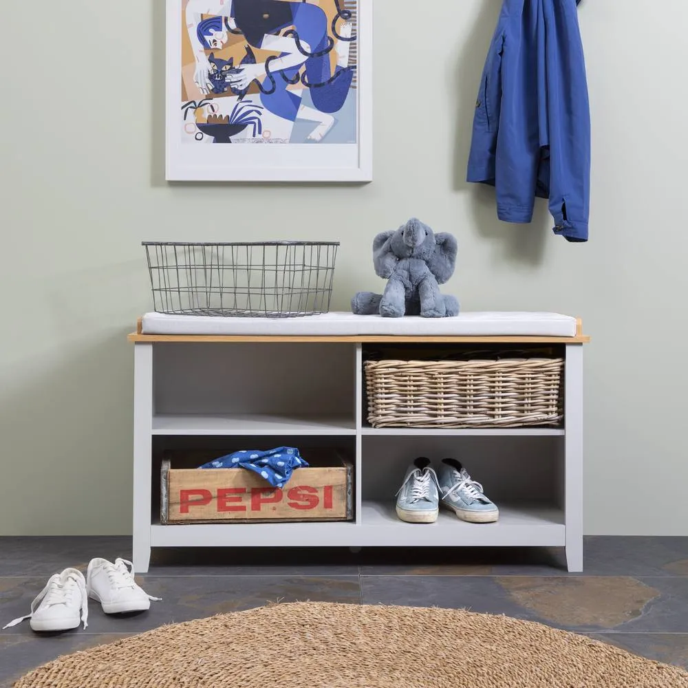 Nöa and Nani Halmstad Storage Bench in Grey and Natural Pine 2