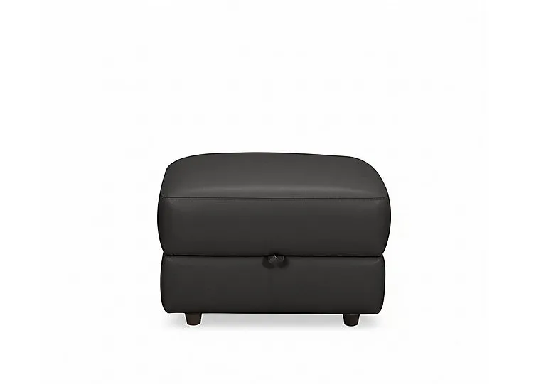 Nest Small NC Leather Storage Footstool - Black