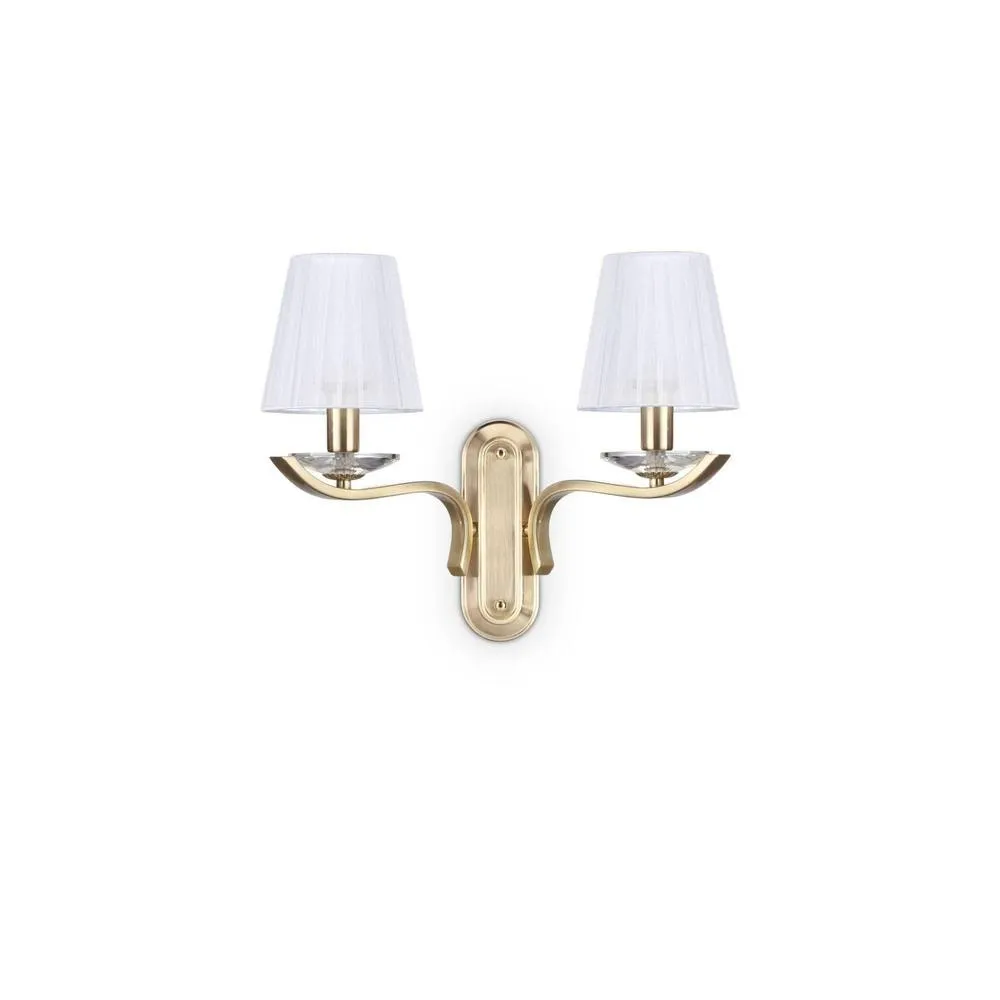 Netlighting Pegaso 2 Light Candle Wall Light Satin Brass in Yellow