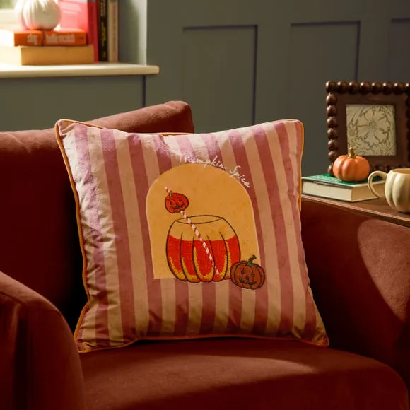 Furn Pumpkin Spice Velvet Cushion Orange 45 X 45Cm, Orange