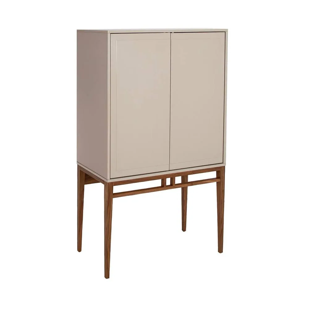 Angel Cerda High Sideboard, Walnut & Beige, 90 x 40 x 150 cm in Beige