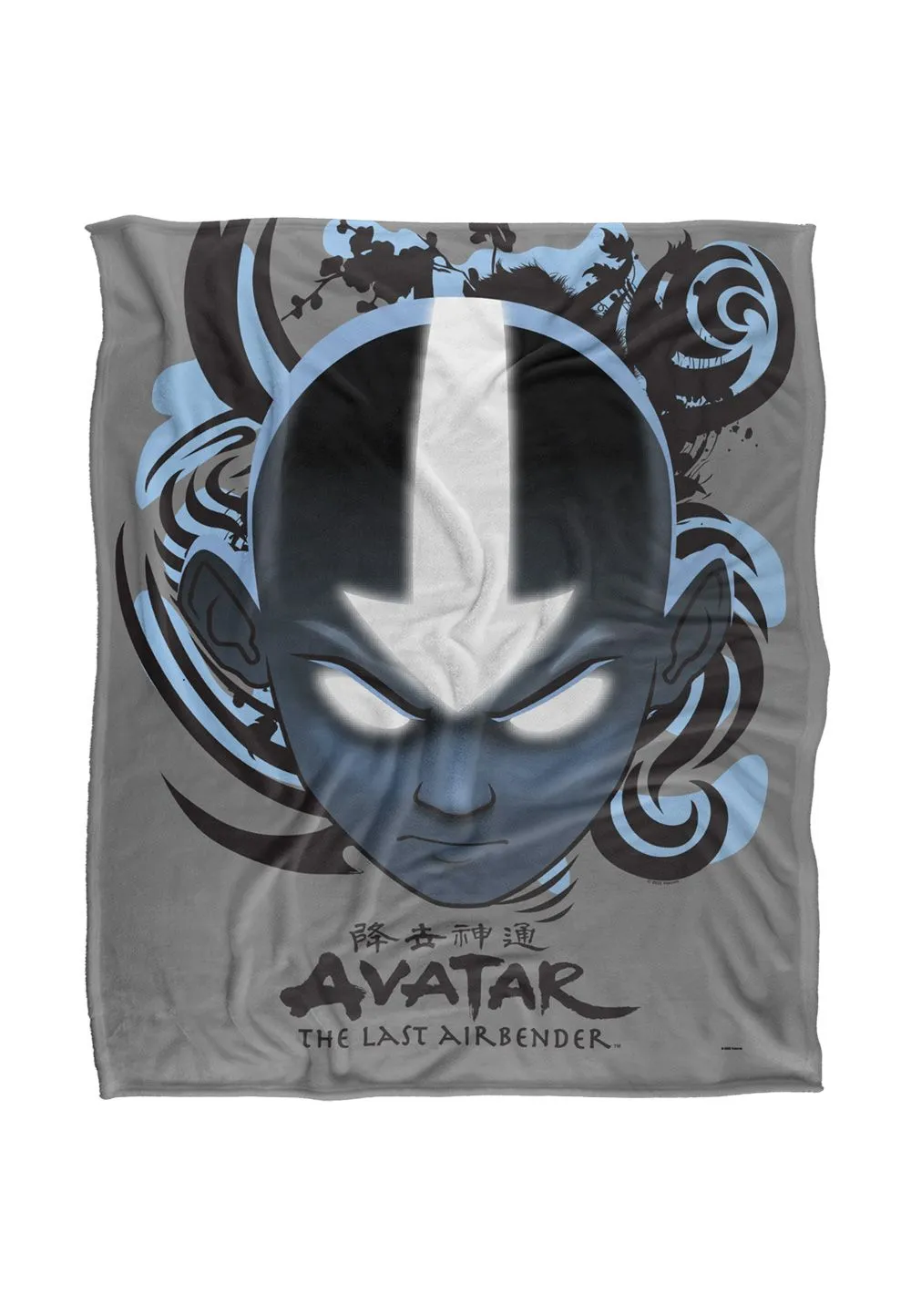 Avatar: The Last Airbender Avatar The Last Airbender Blue & Black Kanji Silky Touch Super Soft Throw Blanket 152 X 127 cm in White