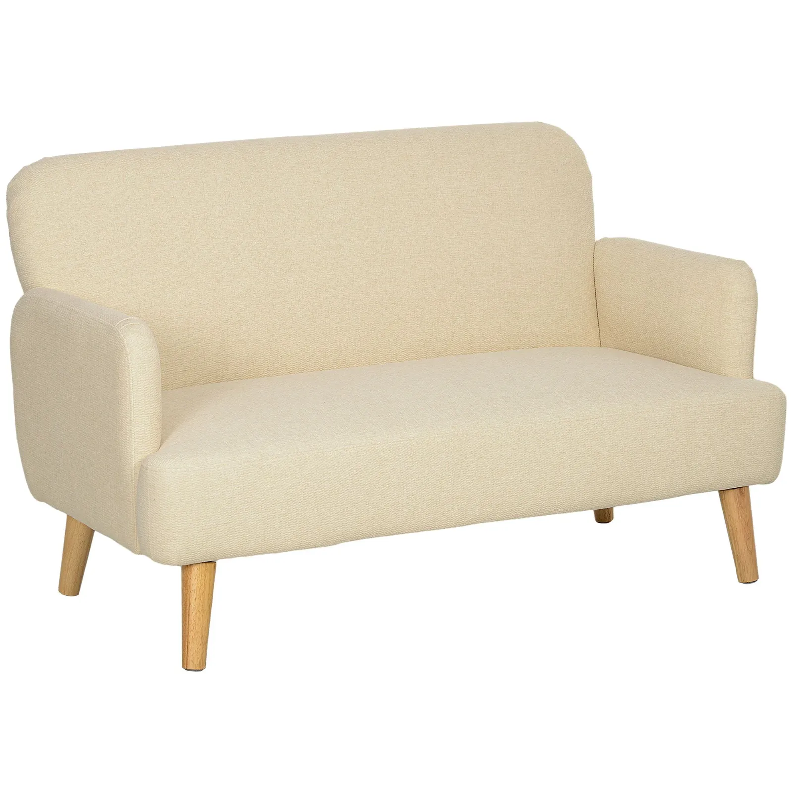HOMCOM 2 Seater Sofa with 21cm Thick Padding & Wood Legs in Cream 2