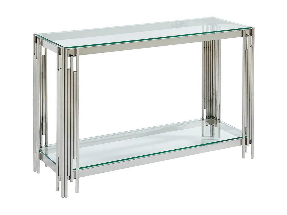 Vente-unique 1-Shelf Side Table - Tempered Glass & Stainless Steel - Chrome in Silver 5