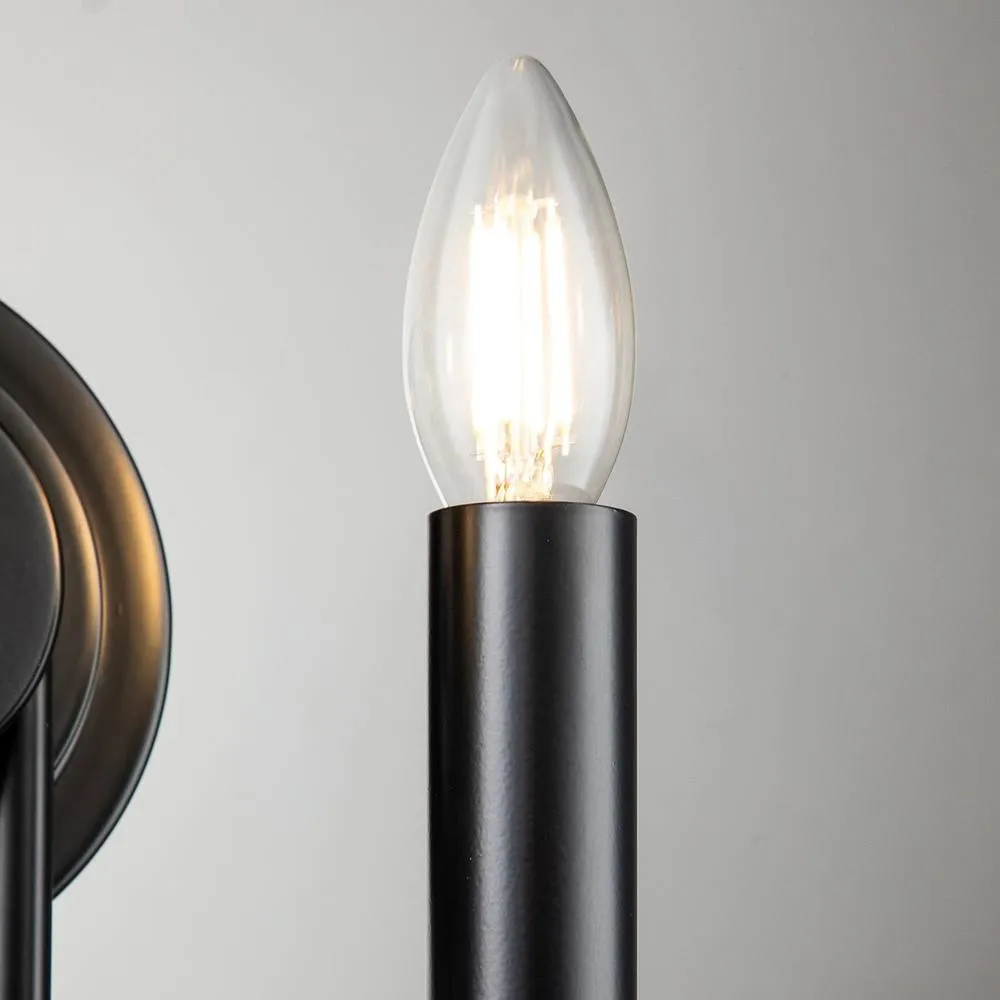 Netlighting Capitol Hill 2 Light Candle Wall Lamp Black 2