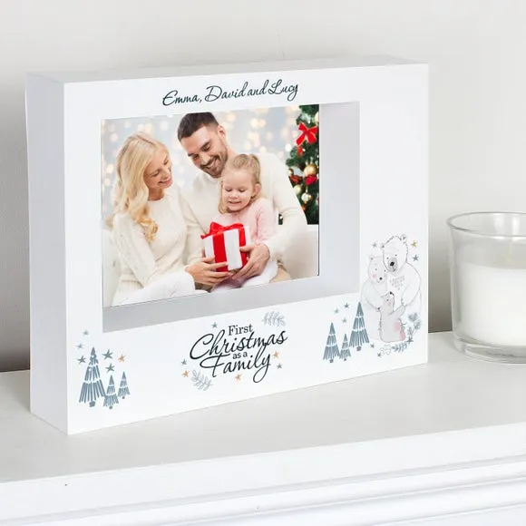 Personalised Polar Bear 1st Christmas As A Family Box Photo Frame