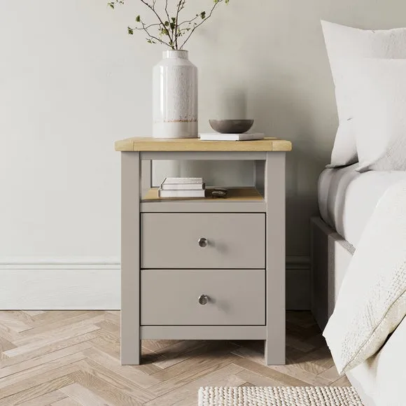 Olney Stone Wide Chest, Double Wardrobe & Bedside Tables Furniture Set 2