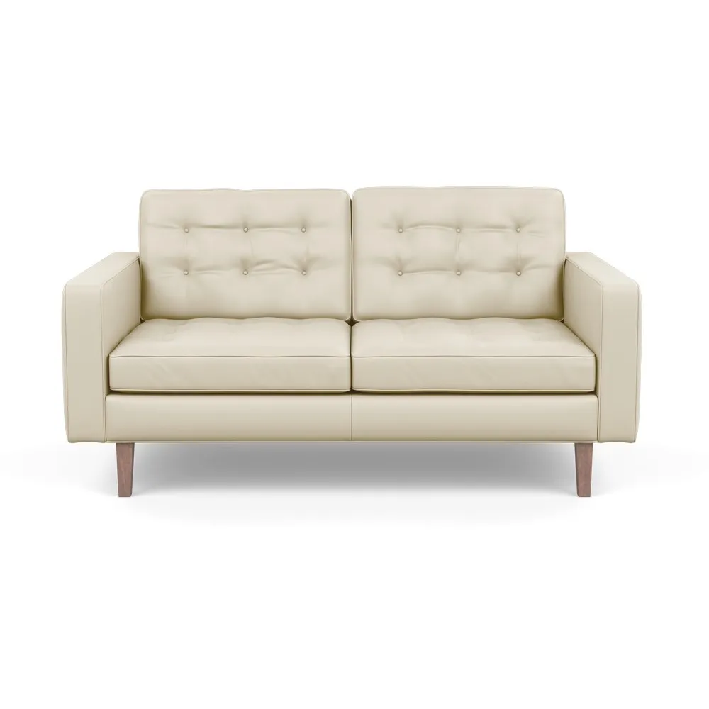 Heal's Hepburn 2 Seater Sofa Leather Grain Storm 006 Walnut Feet 1