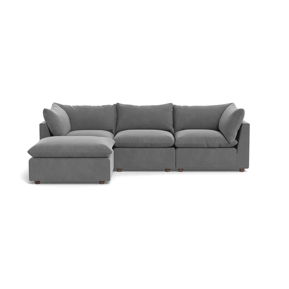 Heal's Astrid Left Hand Facing Corner Sofa Smart Velvet Mercury Walnut Stained Beech Feet