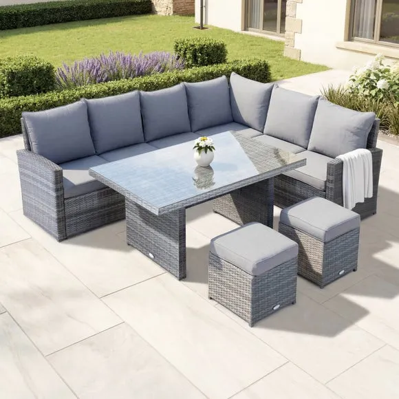 Rattan 6 Seater Grey Dining Set 2