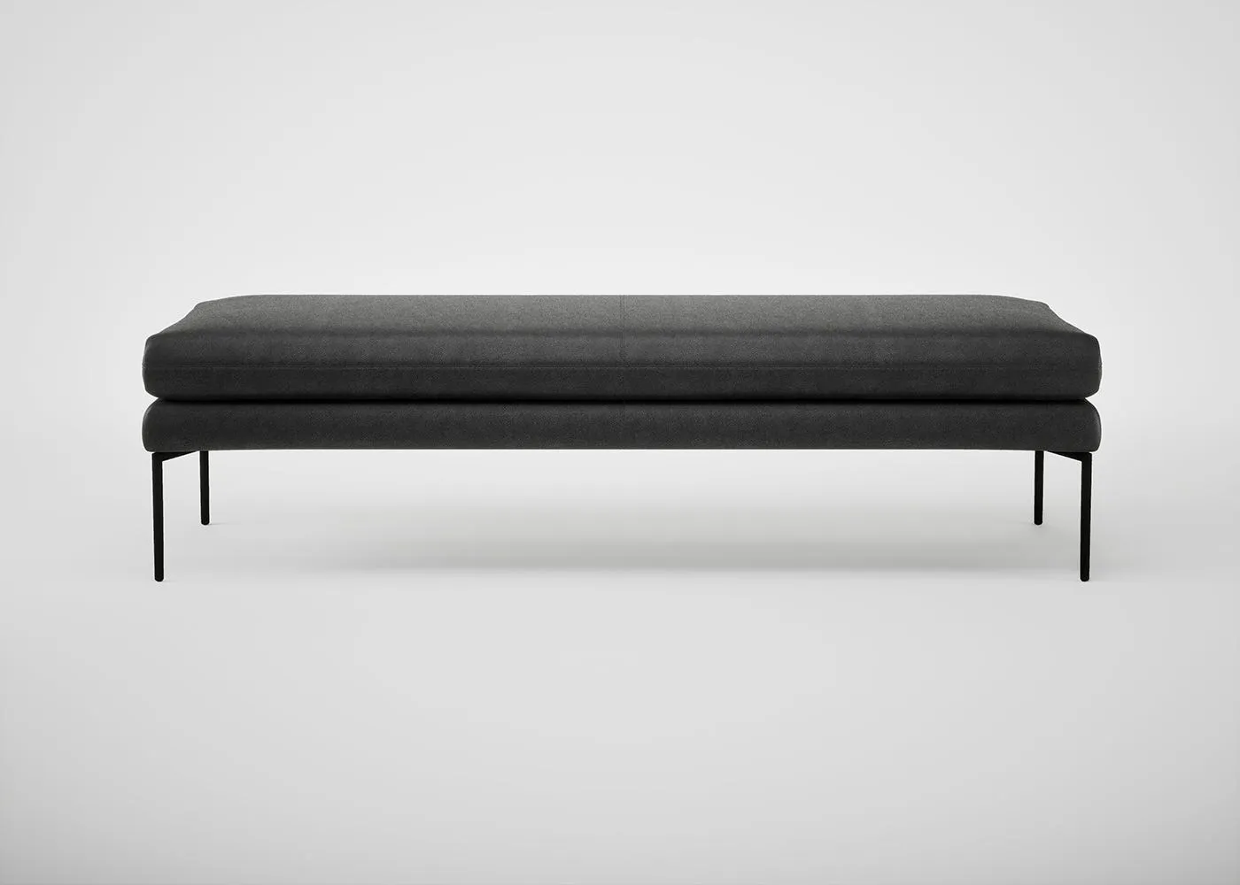 Heal's Matera Bench (160cm) Linea Leather 622 Black Feet