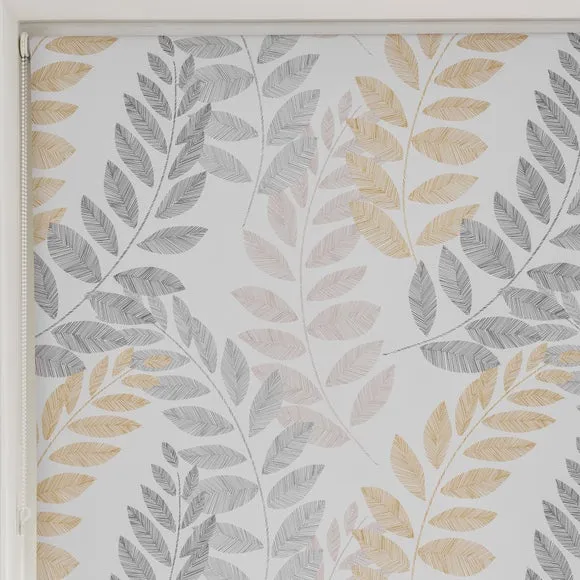 Leah Leaf Ochre Blackout Roller Blind 5