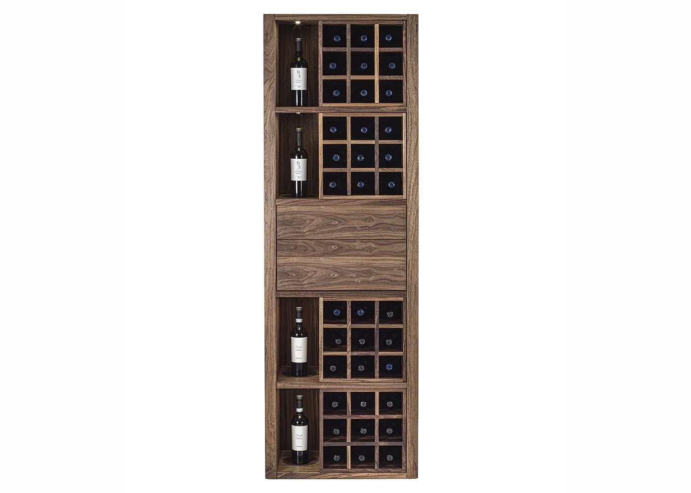 Riva 1920 Cru Wine Cabinet Walnut Bottle Grids 2 Drawer & 1 Shelf