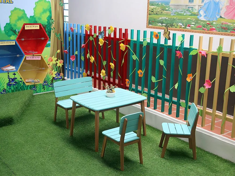 Vente-unique Children's Garden Table In Blue Acacia - GOZO in Turquoise 4