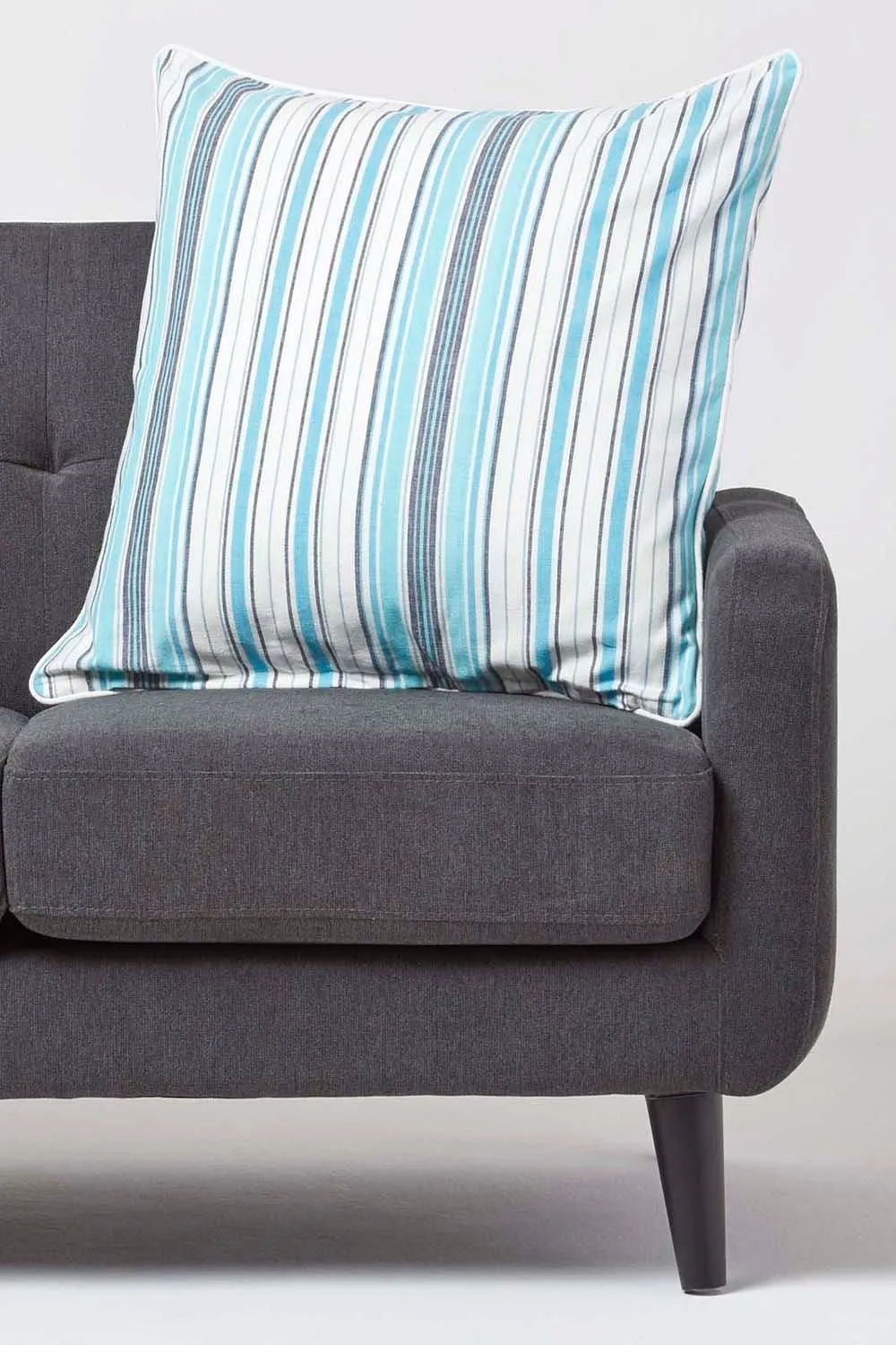 Homescapes Cotton New England Stripe Cushion Cover in Blue 2