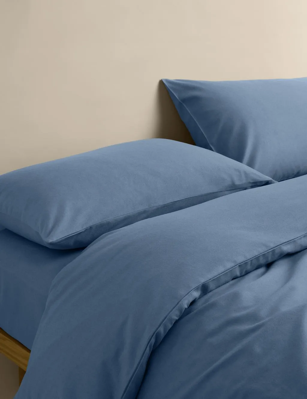 M&S Pure Cotton Brushed Bedding Set Slate Blue