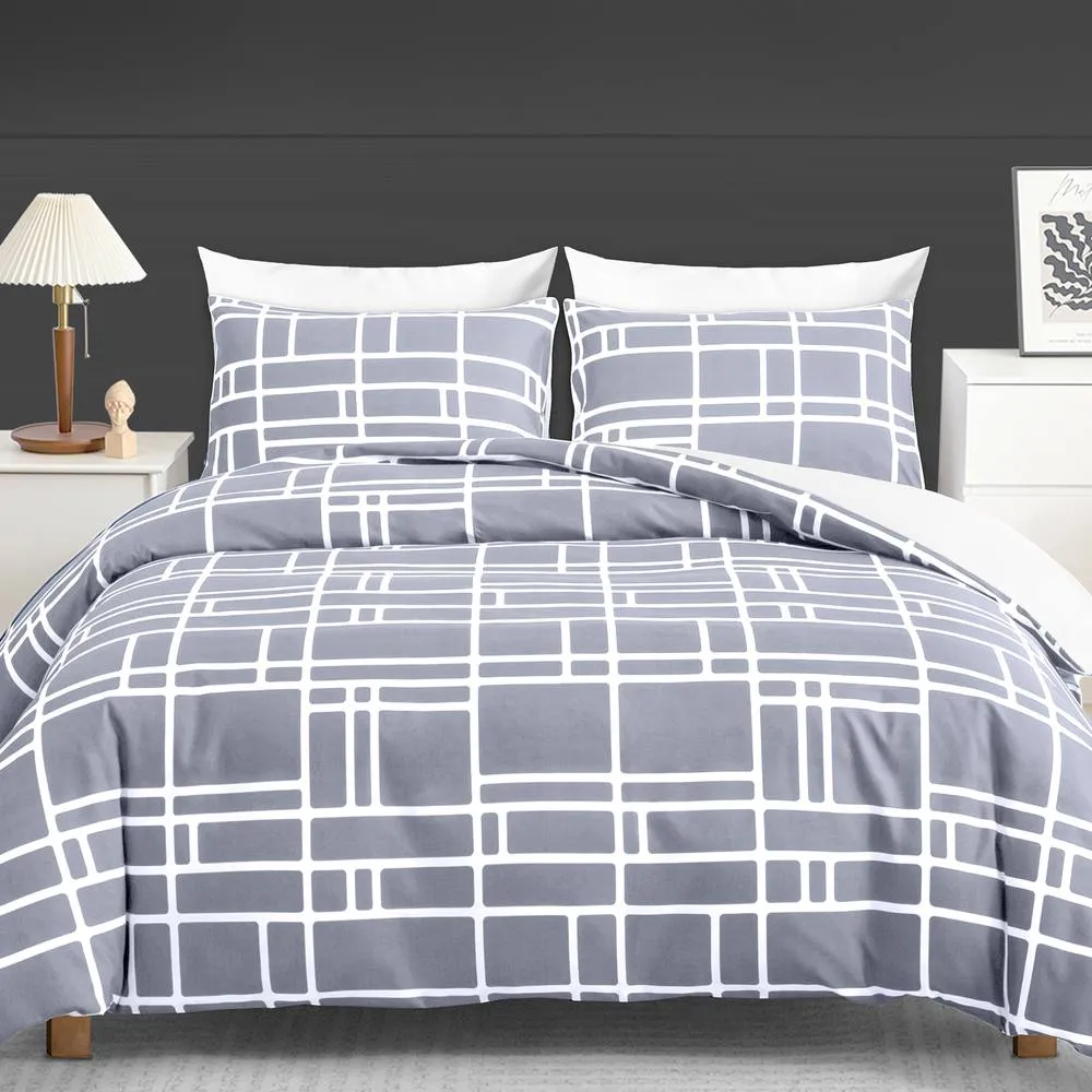 Pamposh Double Brushed Microfibre Duvet Cover Set With Zipper Closure in Mid Grey