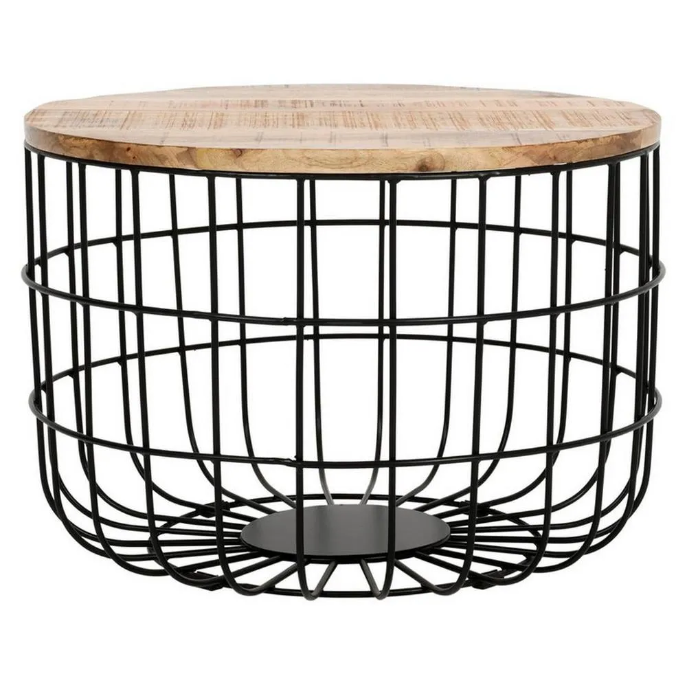 Indian Hub Artwork Coffee Table/Blanket Box - Solid Mango Wood - L55xW100xH40cm in Brown
