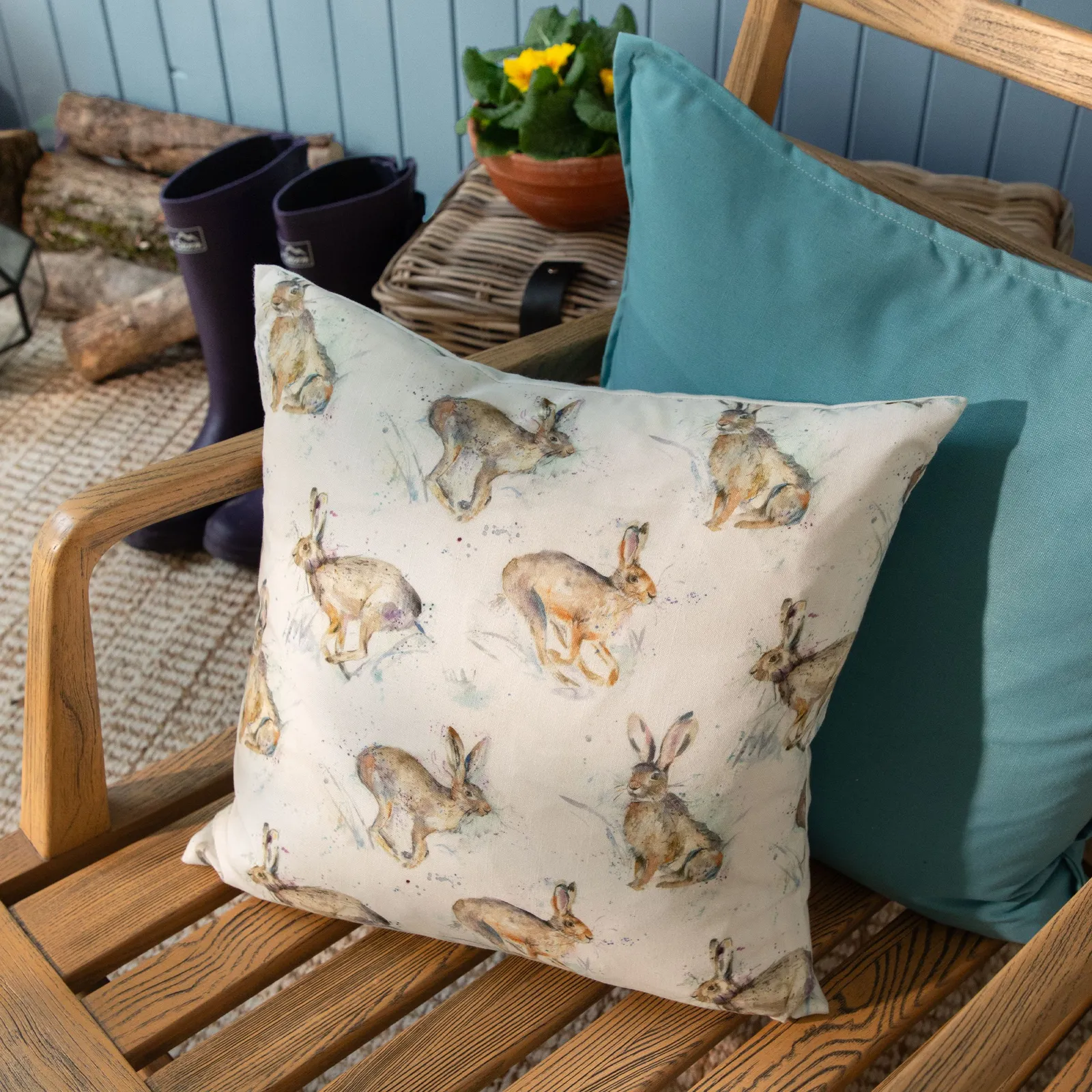 Voyage Maison Harriet Hare Water & UV Resistant Outdoor Cushion in Blue 6