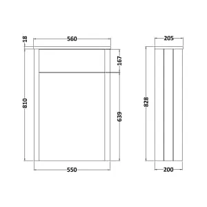 Bayswater Victrion Matt Black Freestanding Toilet Unit - 550mm 2