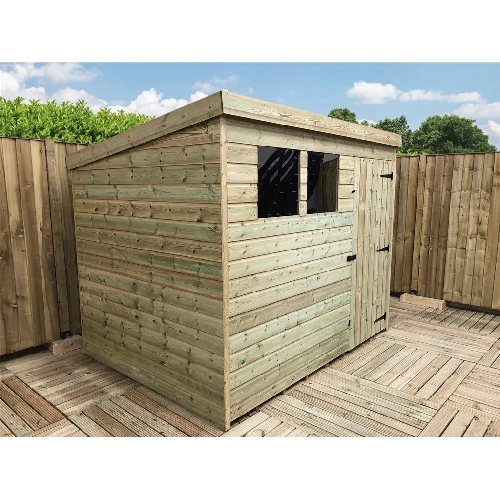 Marlborough 8 x 5 Pressure Treated Pent Garden Shed with Single Door in Natural 4