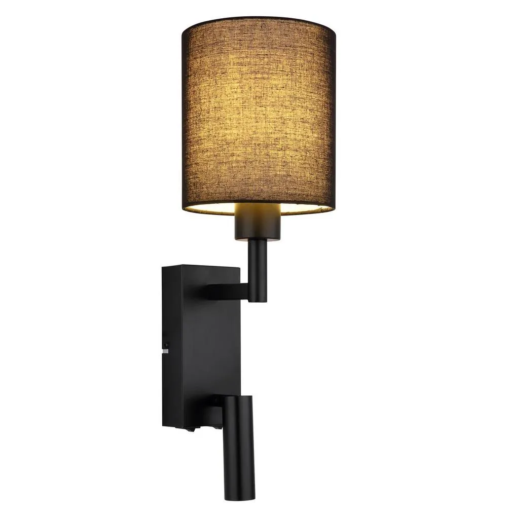 Netlighting Zamora Reading Wall Light Matt Black Textile Black Shade E27 6