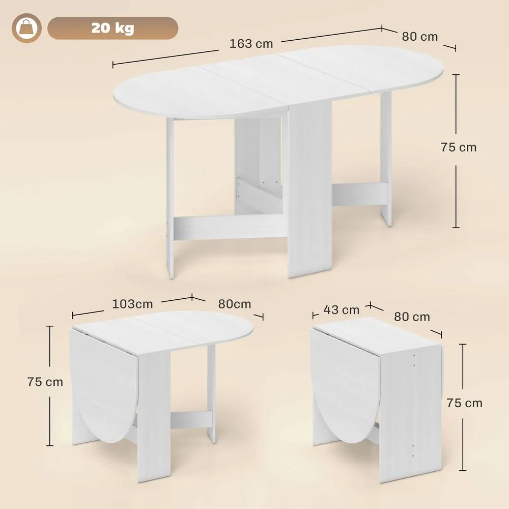 HOMCOM Oval Kitchen Table for Dining Room, Small Spaces, Ash Wood-Effect in White 3