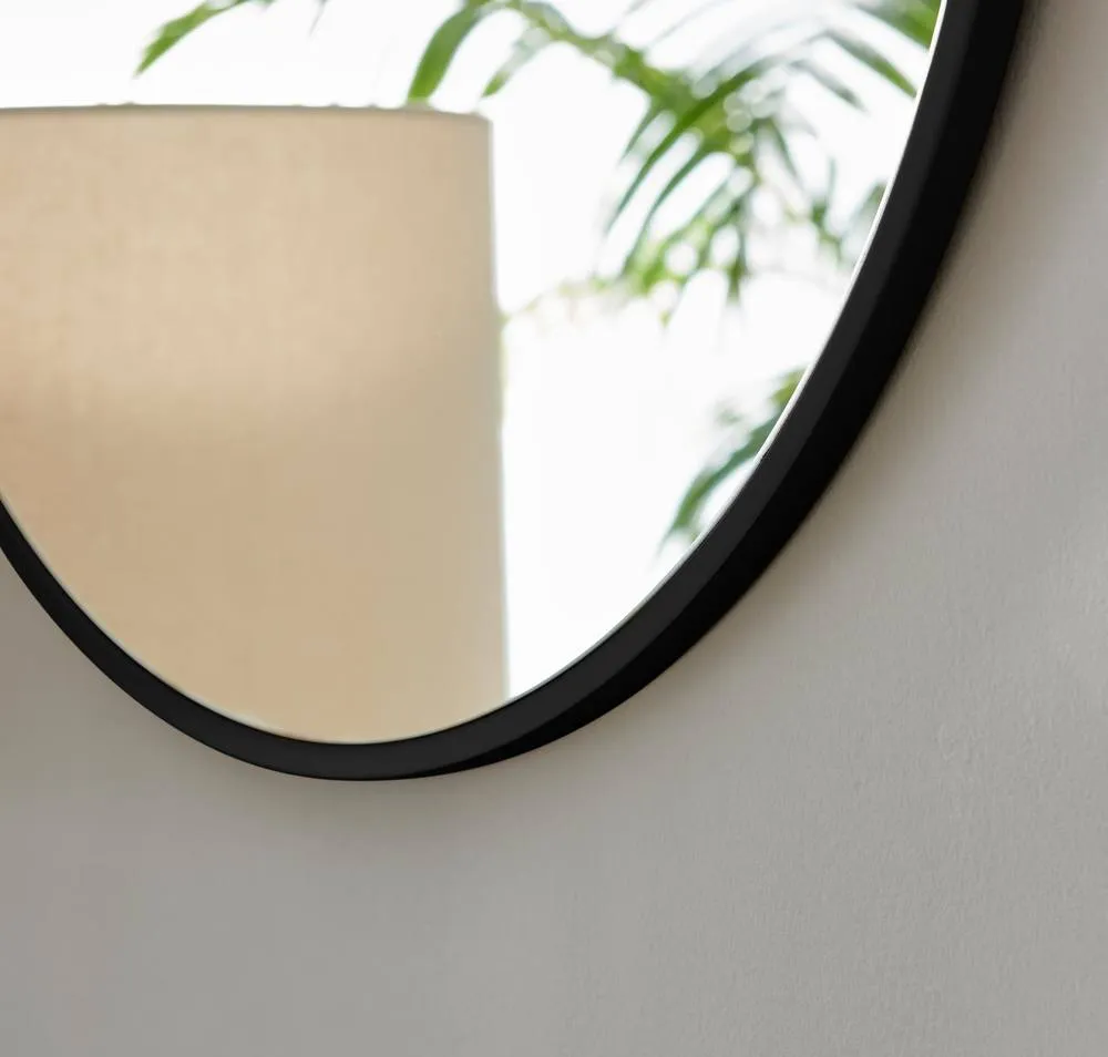 FurnitureboxUK Emma 60cm Small Art Deco Metal Frame Round Wall Mirror in Black 3