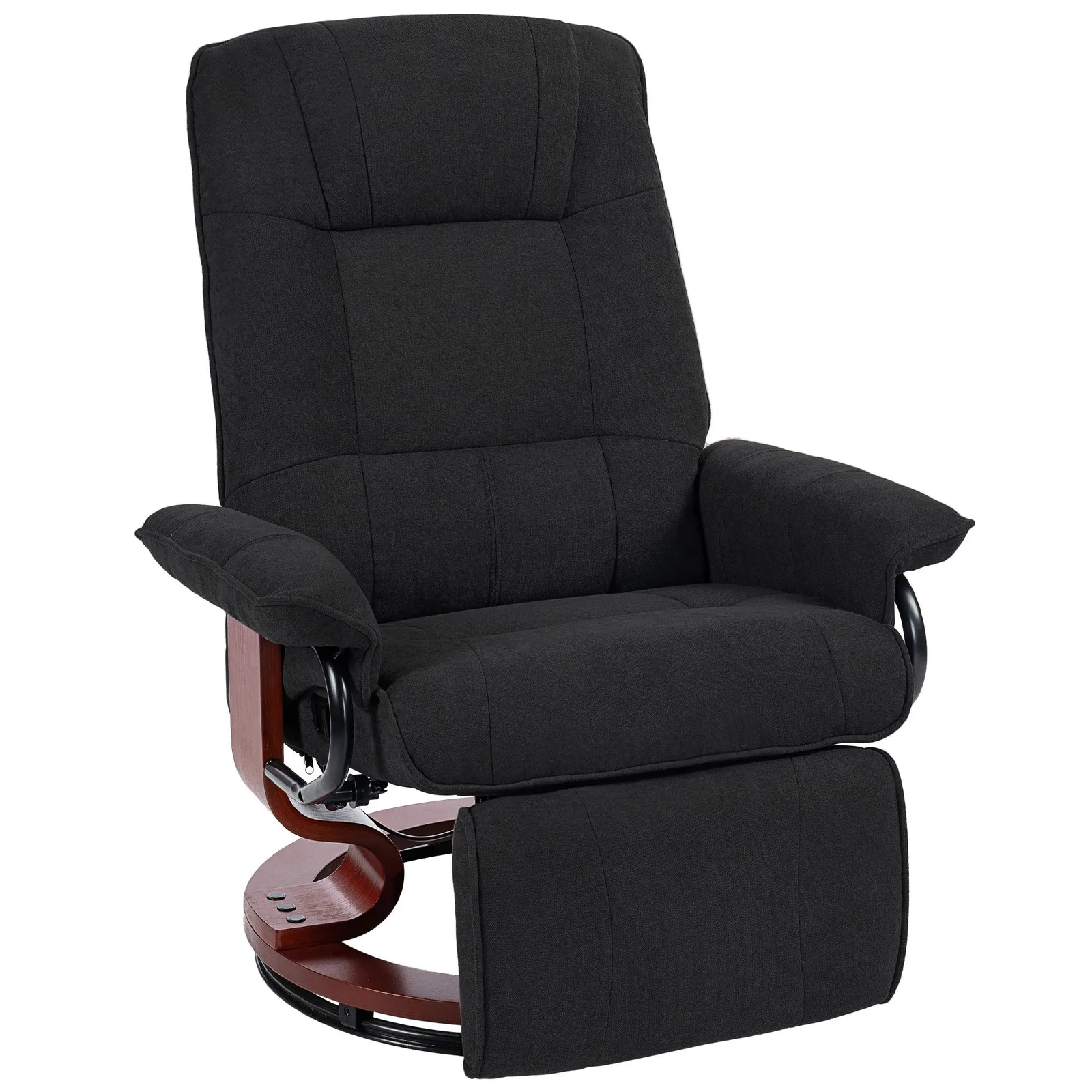 HOMCOM Manual Recliner Swivel Reclining Chair with Footrest Armrests, Black 2