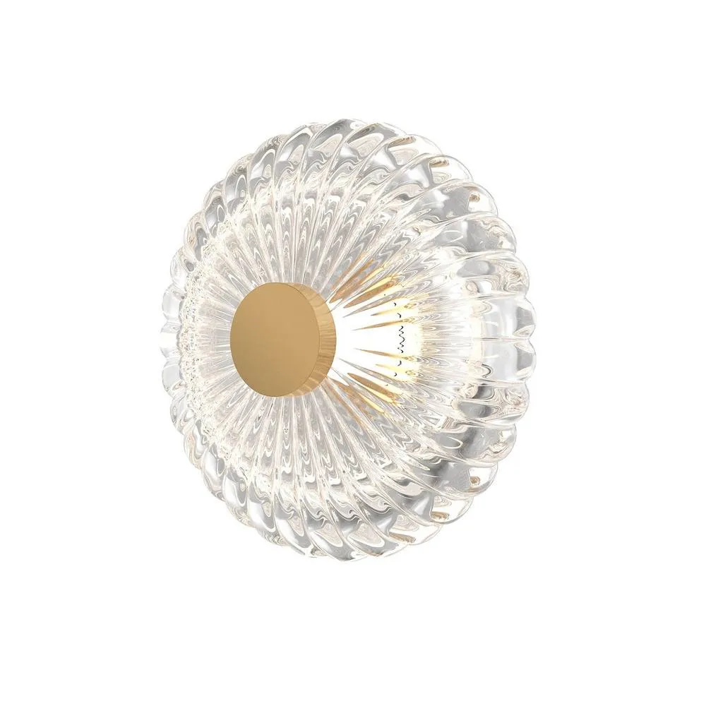 Netlighting Amulet Round Modern 18cm Wall Lamp Gold 3000K 90lm Glass Shade