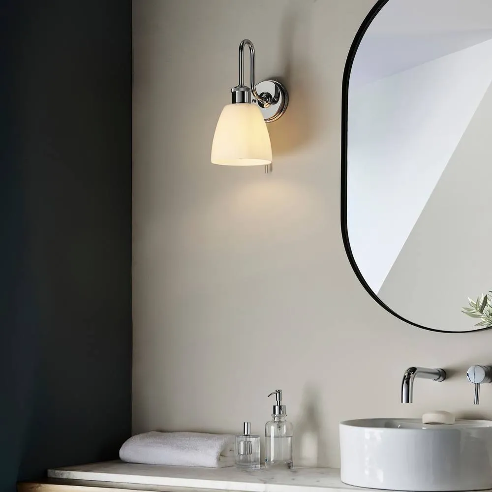 Netlighting Piper Bathroom Wall Lamp Chrome Plate Gloss Opal Glass 1x E27 in Silver 5