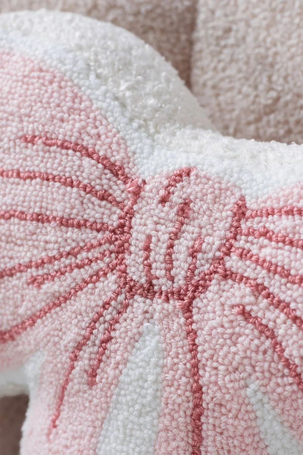 Catherine Lansfield 'Bow' Boucle 3D Shaped Cushion in Pink 2