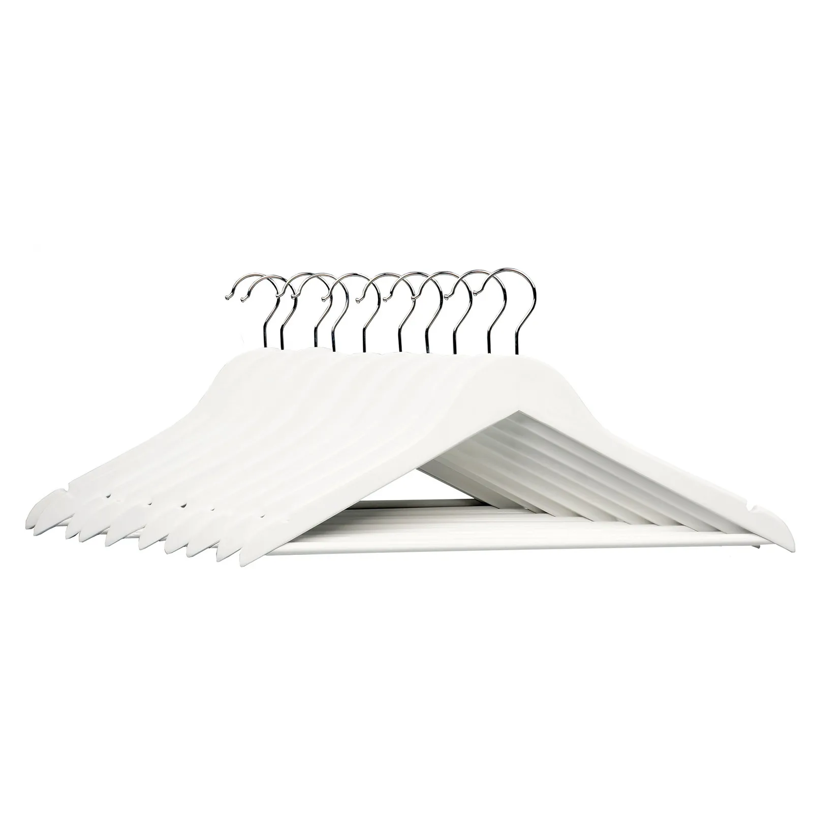 Pack of 10 White Wooden Hangers White