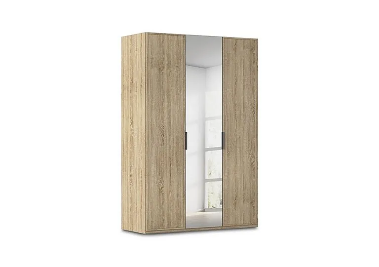 Cadre 151cm 3 Door Hinged Wardrobe with 1 Mirror Door - Sonoma Oak