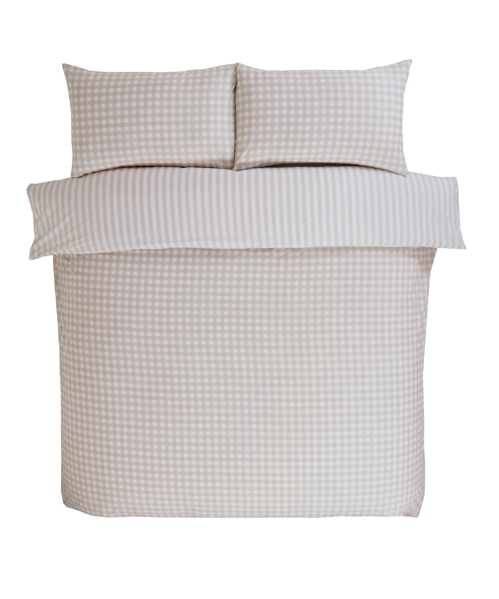 Rapport Home Gingham Polycotton Check Polycotton Duvet Cover Set With Pillowcase in Natural 3