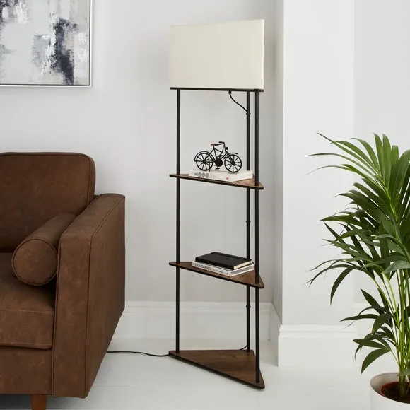 Fulton Corner Shelved Floor Lamp Rustic Pine 2