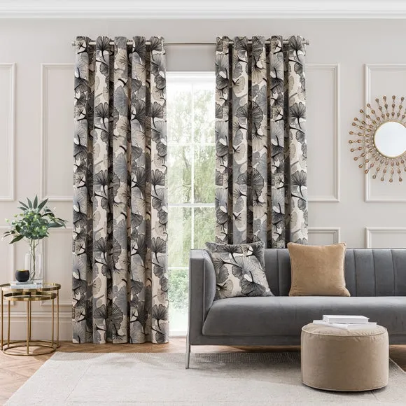 Gingko Cut Velvet Eyelet Curtains 2