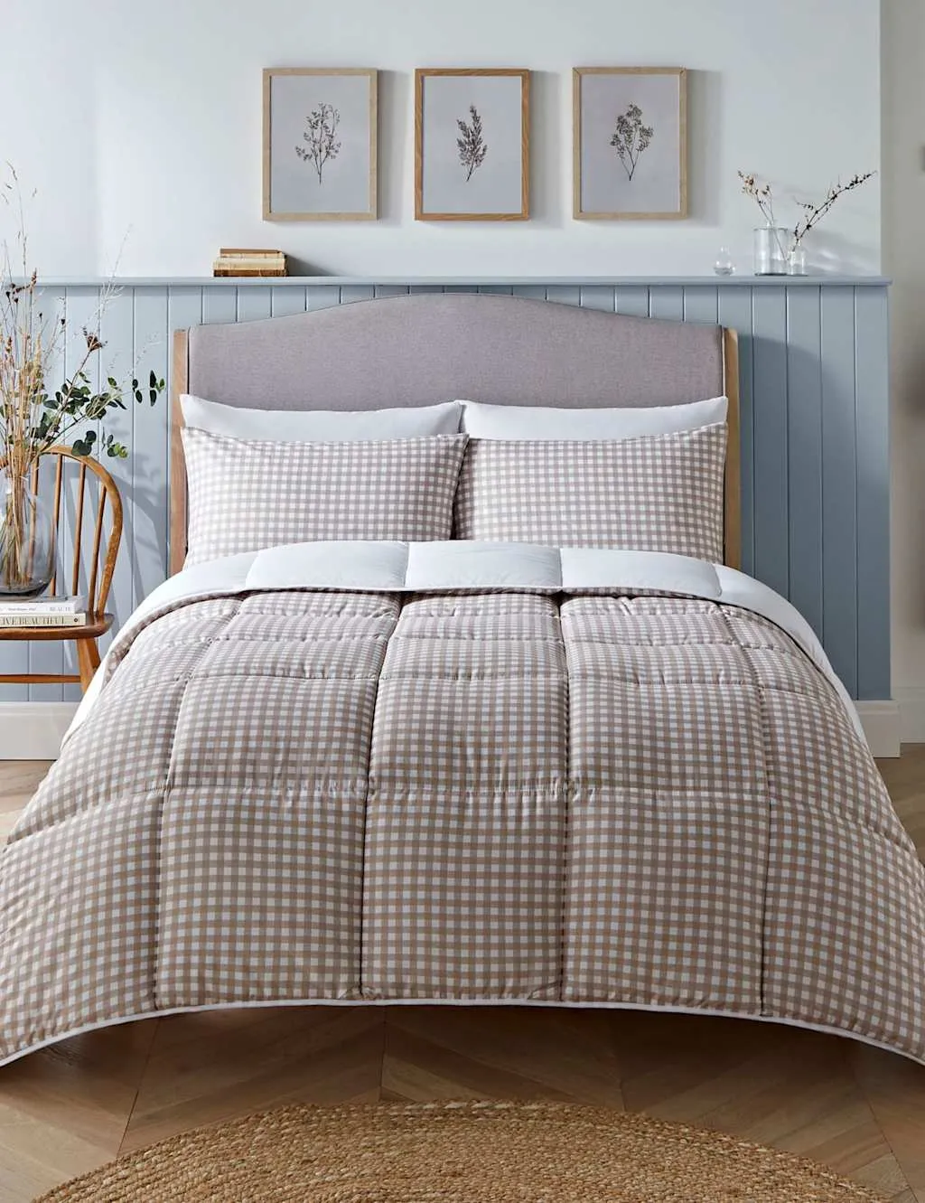 Nightlark Gingham 10.5 Tog Coverless Duvet Set Taupe