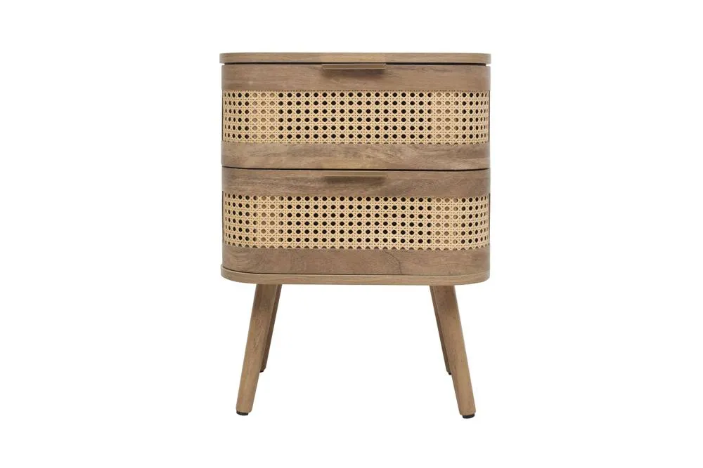 Birlea Rattan Bedside Cabinet 2 Drawer Sark Nightstand Side Table in Beige 6
